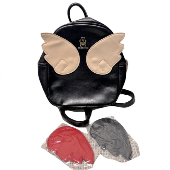BeiBaoBao Handbags - BeiBaoBao black vegan Leather Backpack red white black interchangeable wings